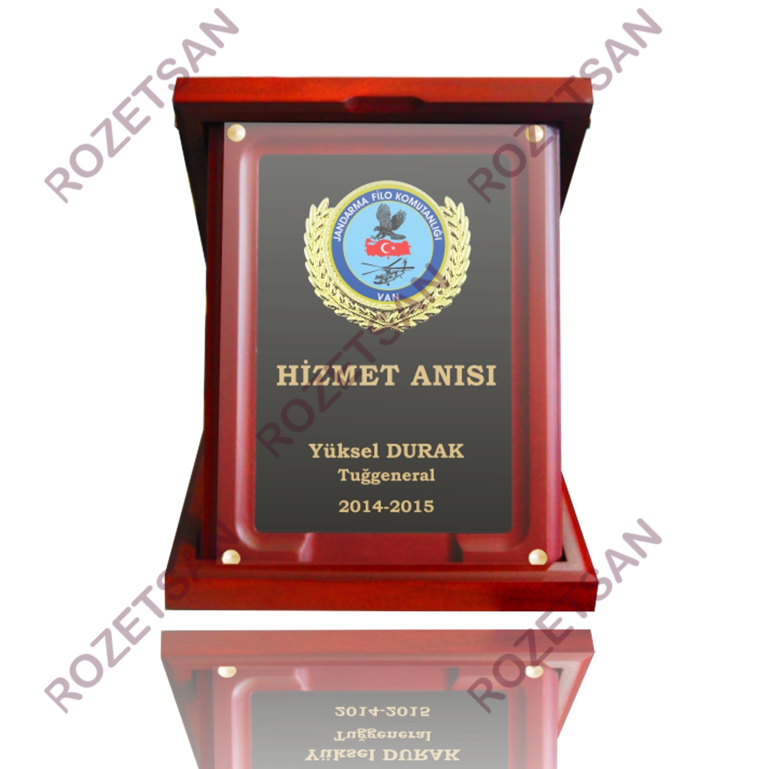 Altın Fasetli Kurumsal Ahşap Plaket